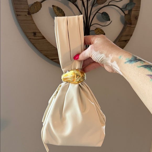 BILLINI LUCIA HANDLE BAG Knot Clutch Purse Vegan Leather Cream Handbag; NWOT - Picture 9 of 15